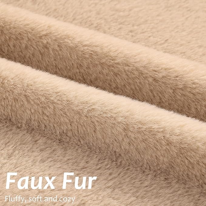 Pallene Faux Fur Plush Lumbar Throw Pillow Covers 12x20 Set of 2, Soft Fluffy Couch Pillow Covers for Living Room, Khaki