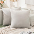 MIULEE 26x26 Inch Euro Sham Velvet Pillow Covers, Set of 2 Large Square Decorative Pillows -Greyish White Super Soft for King Bed, Sofa, Couch, Accent Chairs with Hidden Zipper