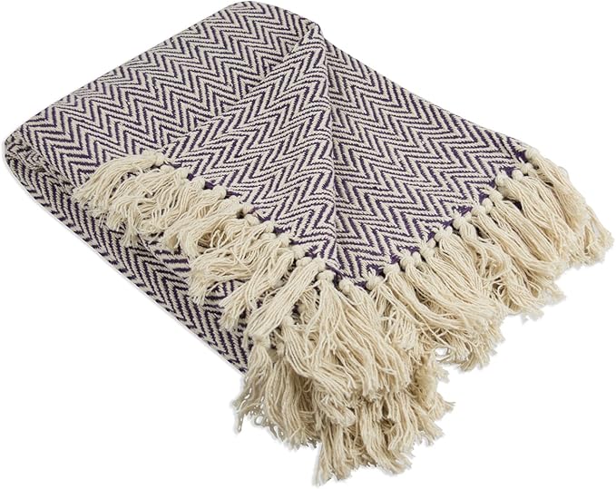 DII Chevron Throw Collection Handloomed Cotton, 50x60, Eggplant