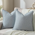 FUTEI Grey Blue Decorative Throw Pillow Covers 16x16 Inch Set of 2,Soft Houndstooth Gingham Textured Cushion Case,Modern Home Decor for Couch Bed Living Room