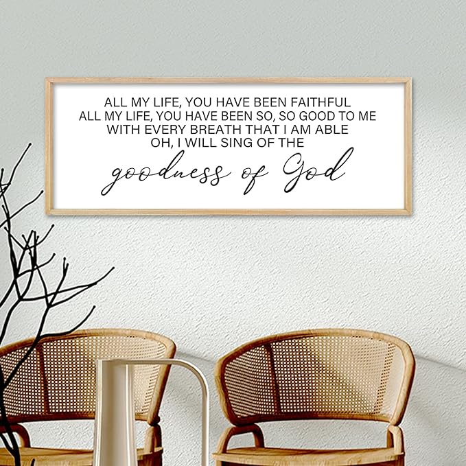 comurdyo Goodness of God Wall Decor 40"X15" Bible Verse Sign Jesus Christ Prayer Christian Catholic Scripture for Home Office Church Wall Hanging Art (Wood)