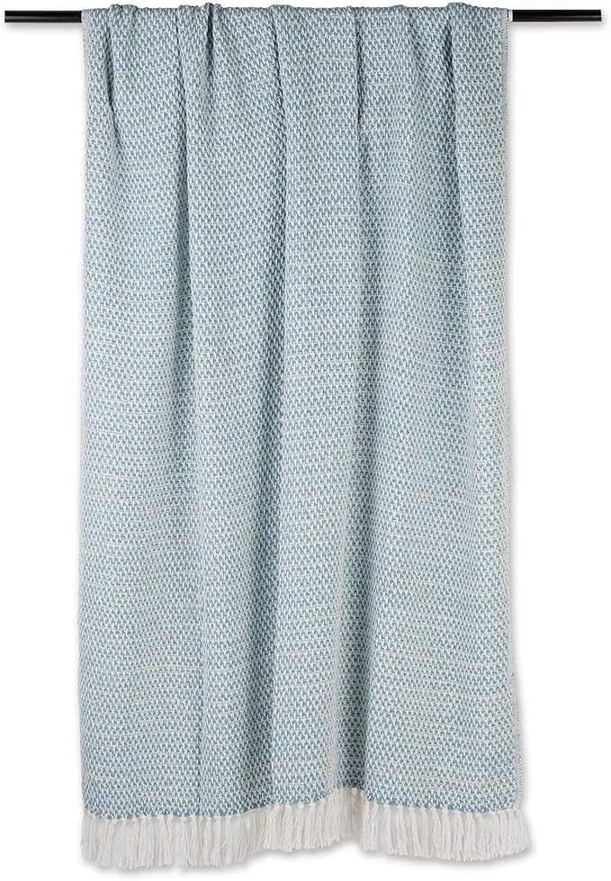 DII Woven Throw Collection 100% Cotton, Basketweave, 50x60, Storm Blue