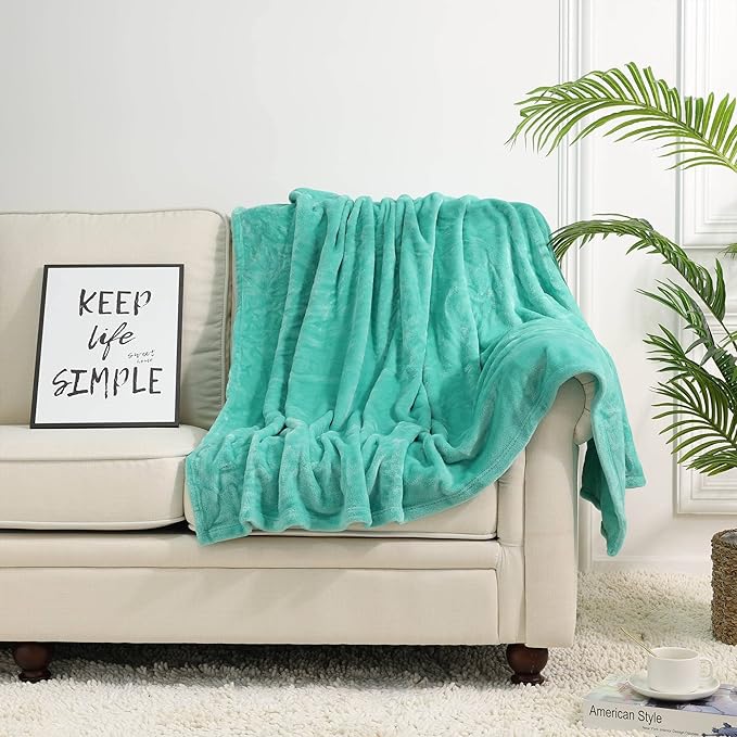 NANPIPER Fleece Blankets, Super Soft Flannel Fuzzy Blanket for Couch, Luxury Cozy Lightweight Microfiber Dog Blanket-Throw Size,Lake Blue