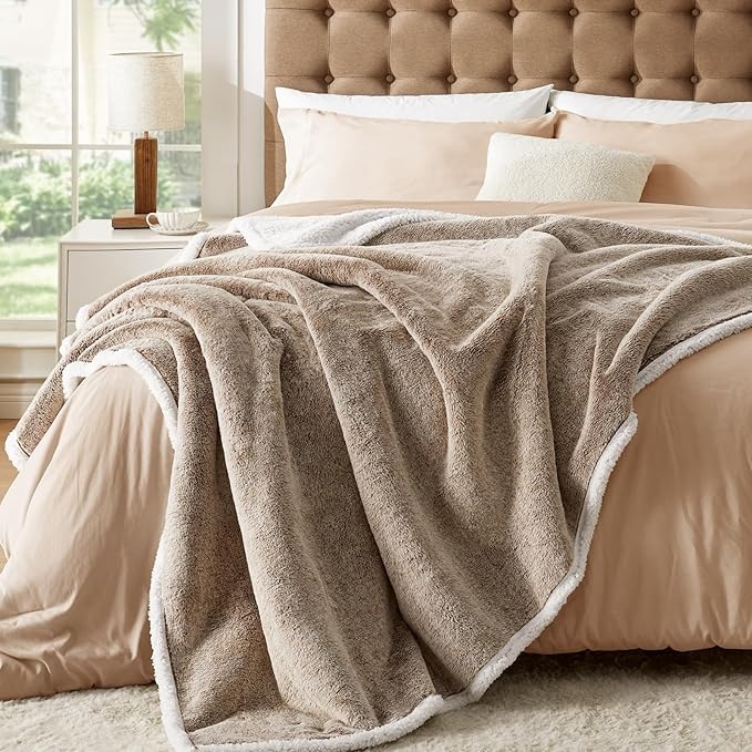 BEDELITE Sherpa Twin Blanket for Couch – Ultra Soft & Cozy Plush Blanket for Sofa, Bed & Room Decor, Thick Fluffy Throw Gifts for Women, Men, Mom, Dad, 60x80 inch, Brown