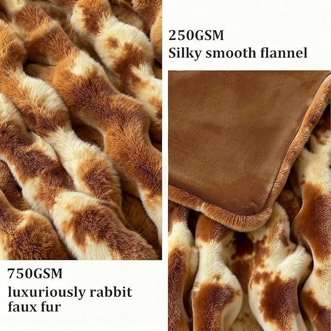 Faux Fur Throw Blanket for Couch, 1000 GSM Cozy Fuzzy Fluffy Soft Plush Thick Bubble Sherpa Blanket for Sofa Bedroom Living Room, Mothers Day Birthday Gifts for Women Home Decor