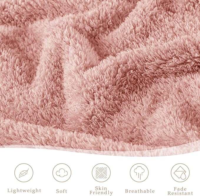 Exclusivo Mezcla Fleece Dusty Pink Throw Blanket for Couch Sofa, Ultra Soft, Lightweight and Fluffy Blankets for Women, All Season, 50x60 Inches