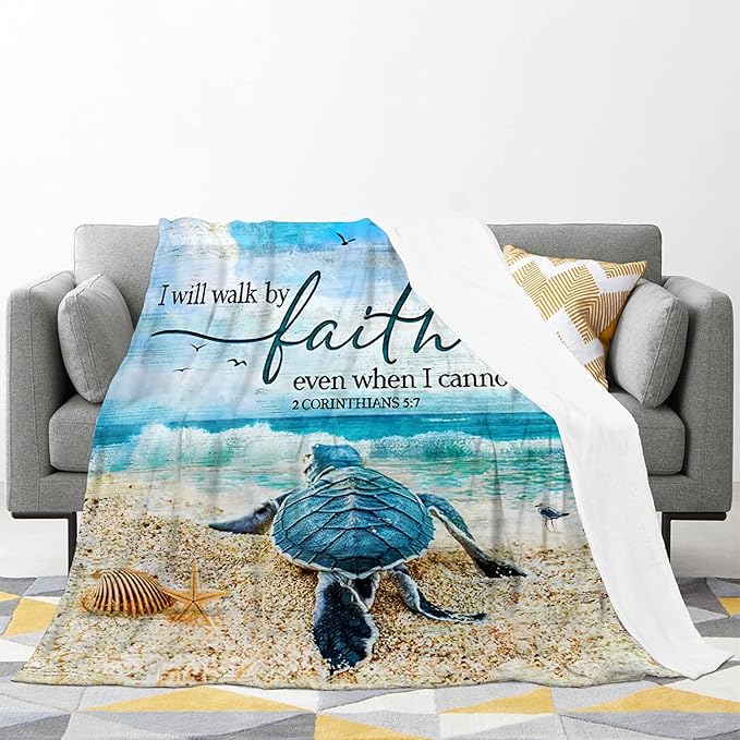 Jinflower Sea Turtle Throw Blanket - Super Warm Soft Cozy Plush Fleece Flannel Blanket for Kids & Adults - 50"x60"