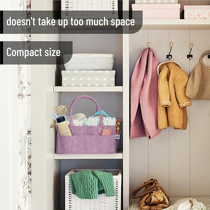 Mr. Pen- Baby Diaper Caddy Organizer, Orchid Mist, Baby Caddy Organizer with Handle, Compact Size, Collapsible & Portable