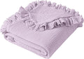 Konssy Flounce Muslin Baby Blanket for Girls Boys, 100% Cotton Soft Crib Swaddle Blankets, Reversible & Breathable Nursery Bedding for Newborns Toddlers, 40 x 36 Inches (Purple)