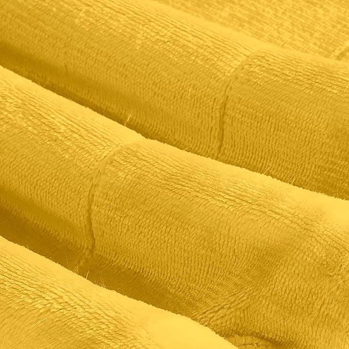 Elegant Comfort Ultra Soft Reversible Flannel Sherpa Blanket - Cozy Silky Fleece Throw for Couch, Bed - Plush Fuzzy Warm Winter Blanket for Gift, Full, Yellow