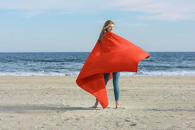 MV Sport Lightweight Sweatshirt Blanket Throw – Warm & Cozy, Breathable Oversized Fleece Knit, Couch, Bed, Travel, Cold Nights, and Outdoors – Soft Light Weight Blanket 54" x 84" Orange