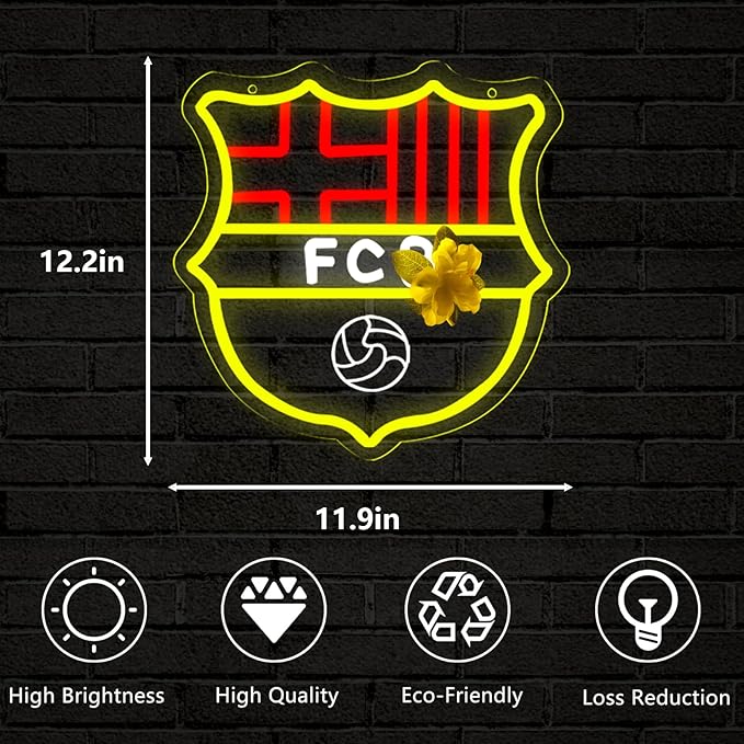 Football Sports Neon Signs for Wall Decor，FC LED Neon Lights for Bedroom、Man Cave，Birthday、Christmas Gifts for Boys