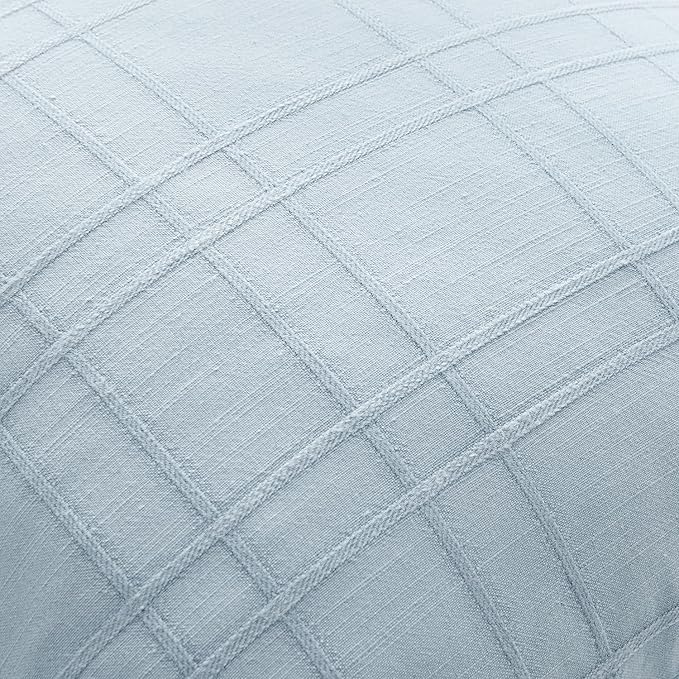 MIULEE Decorative Linen Check Throw Pillow Covers Neutral Farmhouse Vintage Pillow Covers 20x20 Set of 2 Boho Modern Home Decor for Sofa Couch Bedroom Cushion Coastal Blue