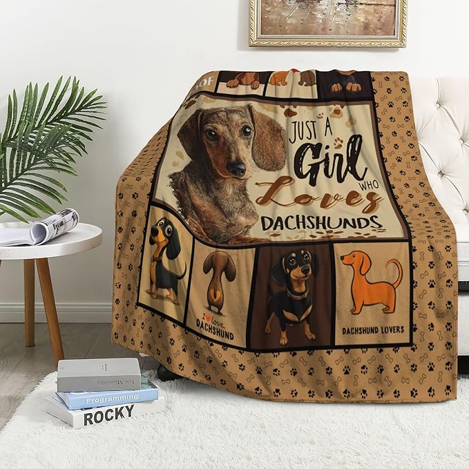 Dachshund Throw Blanket Soft Warm Cozy Dogs Dachshunds Blankets Fuzzy Plush Fleece Dachshund Blanket Gifts for Couch Bed Sofa Home Decor 40''X50''