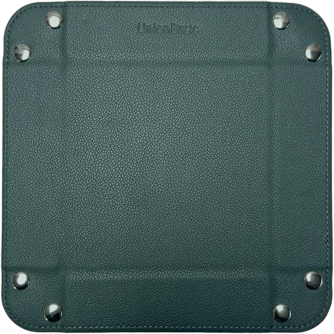 UnionBasic Small Valet Tray, Jewelry Tray for Rings Watches Earrings, Entryway Catchall Caddy for Coins Keys Change, Nightstand Bedside Valet Holder, Trays for Electronic Gadgets, Lychee Dark Ivy