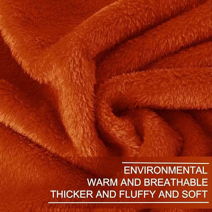Fleece Blankets for All Season - Premium Lightweight Anti-Static Throw for Twin/Twin XL Size Bed Extra Long Soft Brush Fabric Warm Sofa Thermal Blanket 66" x 90"(Orange)
