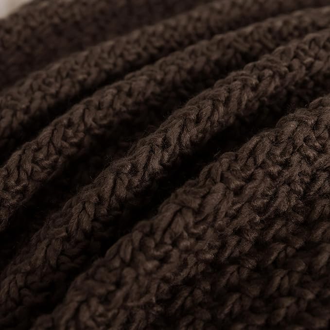 WDCOZY Chunky Cable Knit Throw Blanket Super Soft Warm Knitted Throw Blanket for Couch, Sofa, Chair, Bed Lightweight Breathable Cozy Comfortable Home Decorative Brown Chocolate Coffee 60x80 Inches