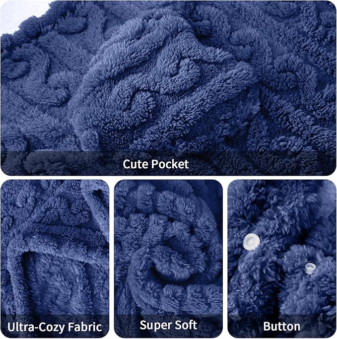 Wearable Blanket Sherpa Fleece Shawl Blanket with Pockets Blanket Poncho Cape for Adults, Cozy Shawl TV Throw Blankets