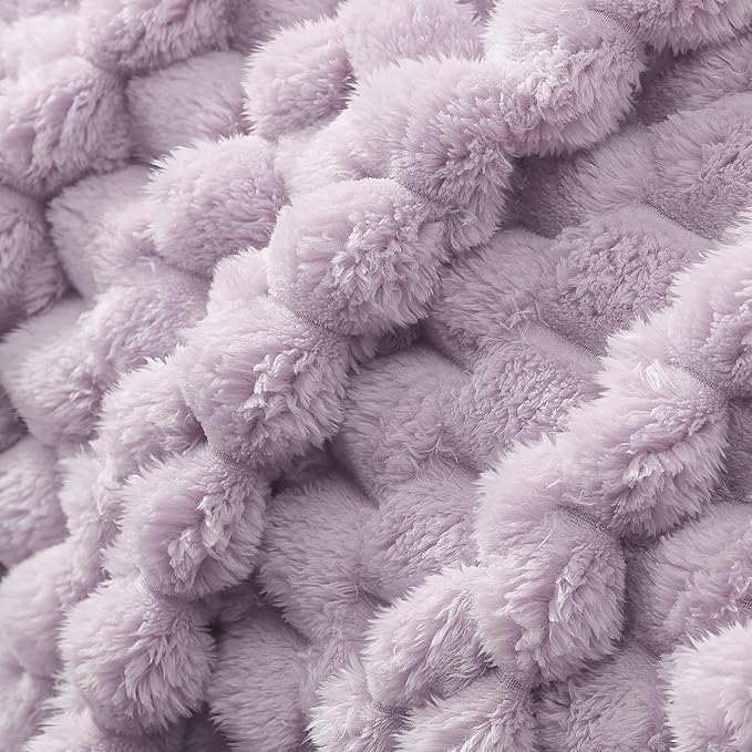 Whale Flotilla Queen Size Blanket for Bed with Jacquard Pattern, Fuzzy Soft Cozy Exquisite Blankets for All Season, Warm and Fluffy, 90x90 Inch, Lilac