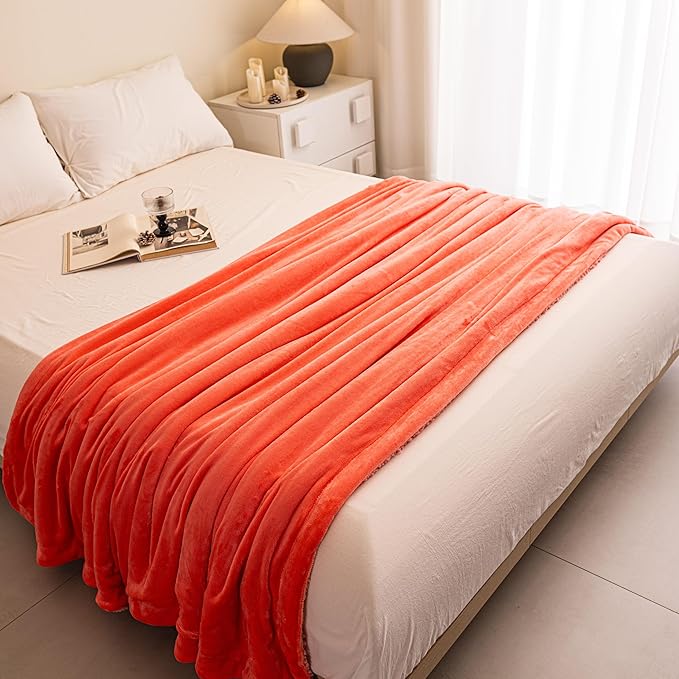 K.Garden Sherpa Fleece Throw Blanket for Couch Sofa, Super Soft Cozy Fuzzy Plush Blankets Fleece Thick Warm Blanket for Winter Reversible Thick Warm Blanket for Bed, Sofa,Rose Pink 5060