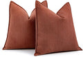 MIULEE Pack of 2 Rust Decorative Pillow Covers 18x18 Inch Soft Chenille Luxurious Couch Throw Pillows Farmhouse Cushion Covers with Elegant Design for Sofa Bedroom Living Room Home Decor