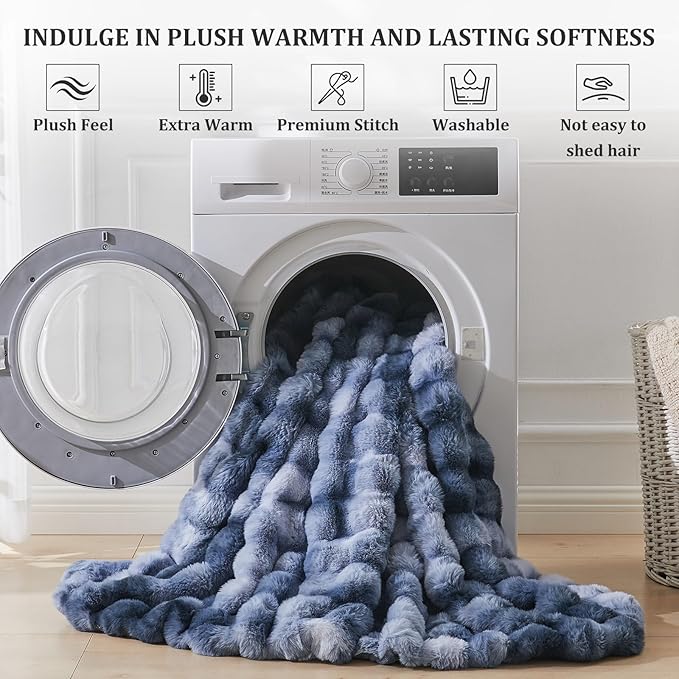 Faux Fur Twin Blanket for Couch, 1000 GSM Cozy Fuzzy Fluffy Soft Plush Thick Bubble Sherpa Blanket for Sofa Bedroom Living Room, Mothers Day Birthday Gifts for Women Home Decor