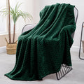 Exclusivo Mezcla Fleece Throw Blanket for Couch and Bed, 50x70 Inches Soft Cozy Jacquard Flannel Blankets, Lightweight Fuzzy Plush Warm Throws for Women, Forest Green