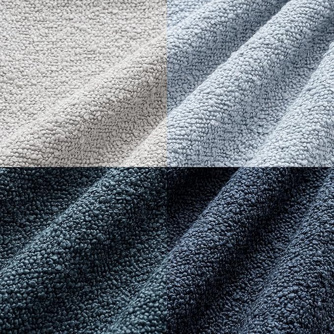 MIULEE Pack of 4 Decorative Textured Boucle Throw Pillow Covers 24x24 Inch Neutral Blue Accent Euro Sham Pillow Cases Couch Cushion Covers Modern Farmhouse Boho Chair Sofa Bed Livingroom Home Decor
