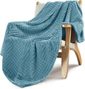 Whale Flotilla Lightweight Fleece Throw Blanket for Couch, Fuzzy Soft Blankets with Decorative Jacquard Pattern for All Season, Warm and Fluffy, 50x60 Inch, Slate Blue