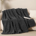 PHF Soft Sherpa Fleece Throw Blanket for Couch, 510GSM Fleece Lightweight Yet Warm Blanket, No Shed No Pilling, 50" x 60", Tufted Jacquard Cozy Thick Bed Throw for Home Decor Christmas, Dark Grey