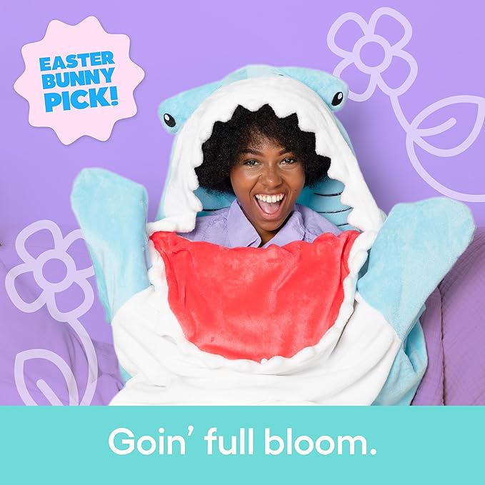 Cozy Concepts Co. Hammerhead Shark Blanket by Relatable, Wearable Blanket with Sleeve, Fun Easter Basket Stuffers, Room Decor or Easter Gifts, Comfortable Oversized 65" Throw Blanket