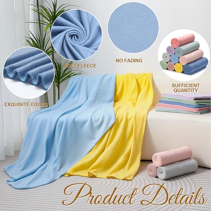 60PCS Pastel Fleece Blankets Bulk 50 X 60, Soft Lightweight Throw Blanket Kit Cozy Blankets Bulk for Bed Sofa Couch Warm Pet Fleece Blanket Set for Wedding Homeless Home Office Travel Gift for Seasons