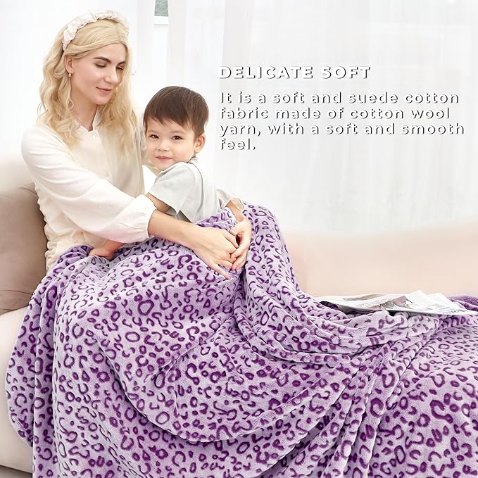 Fleece Blanket Plush Purple Soft Blanket Queen Size Throw Blankets for Bed Warm