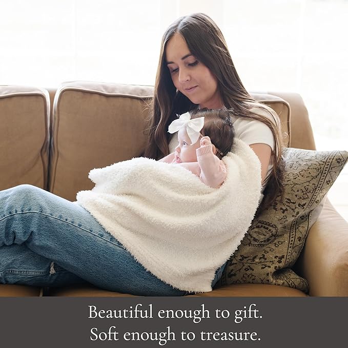 Saranoni Bamboni Luxury Baby Blanket | Cozy & Soft Plush Receiving Blankets | Perfect for Girls & Infant Baby Boy Blankets | Ivory - 30” x 40”