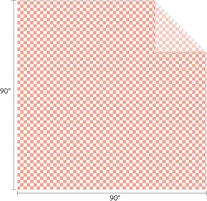 FY FIBER HOUSE Flannel Fleece Throw Blanket Soft Cozy Checkered with Checkerboard Grid Print Chessboard Gingham Pattern Blankets for Bed Couch Sofa, 90"x90", Pink