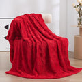 Red Fleece Throw Blanket 50”×60” for Couch Sofa Bed,Super Soft Cozy Plush Microfiber Flannel Blanket with 3D Checkered Design Lightweight Decorations for Adults,Woman,Girls
