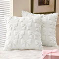 MIULEE Pure White Bow Pillow Covers Coquette Room Decor Aesthetic Set of 2 Spring Decorative Cute Girl Soft Plush Faux Pillowcase for Preppy Room Decor Bedroom Couch,18x18 Inch