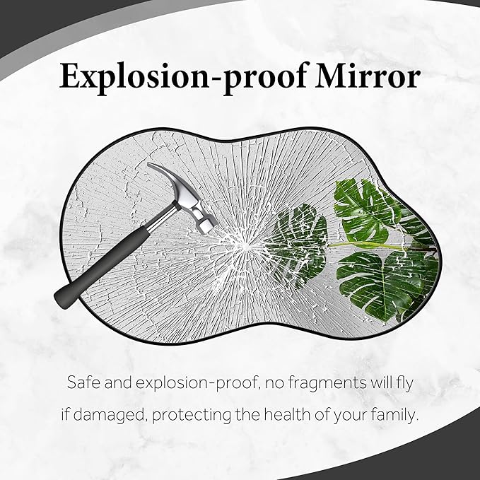 Irregular Wall Mirror - Wall Mirrors Decorative 20"x36" Black Asymmetrical Mirror Tempered Glass Aviation Aluminum Alloy Frame for Bathroom, Bedroom, Living Room, Cloakroom, Entryway
