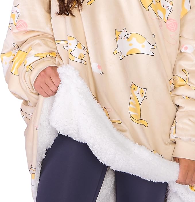 Bare Home Wearable Blanket Hoodie - Soft Plush Sherpa - Warm and Cozy - Oversized Wearable Blanket - Adult & Kid Sizes