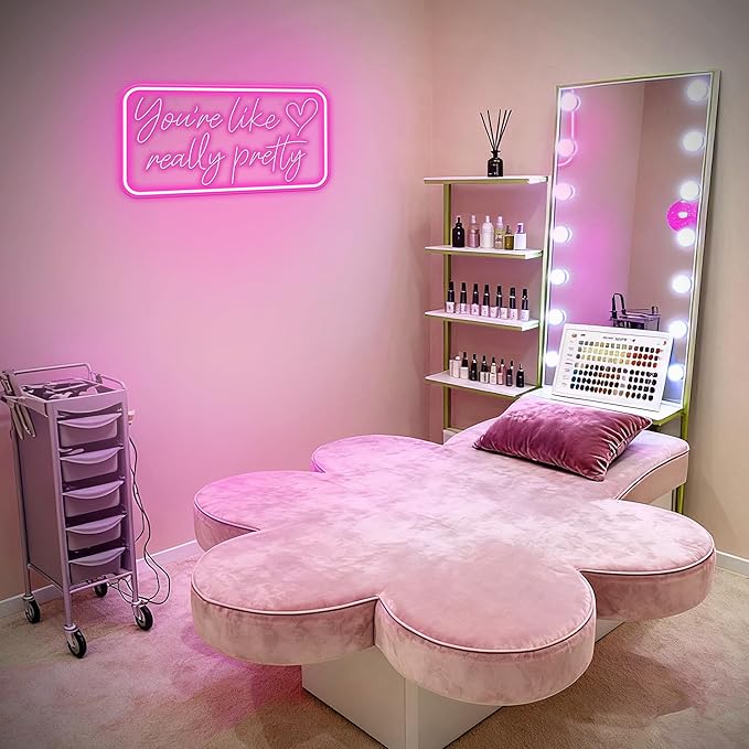 You're Like Really Pretty Neon Sign for Wall Decor, Pink LED Neon Lights Signs Neon Light Up Sign for Bedroom, Salon, Wedding Party - Best Gifts for Teen Girls