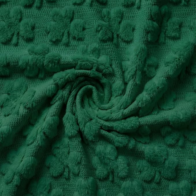 Horaldaily St. Patrick's Day Solid Blanket Throw, Drak Green Shamrock Soft Fuzzy Plush Faux Fur Cozy Blankets for Couch Sofa Bed Lounging, Ideal Gifts for Kids Adults Wife Self, 60x80