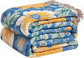 Boho Throw Blanket for Couch Sofa Chair Cotton Spring Blankets for Bedroom Living Room All Season Lightweight Reversible Floral Embroidery Throws 50"x60"
