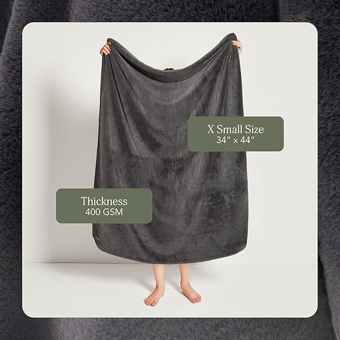 UnHide Lil’ Marsh Faux Fur Blanket - Lightweight, Soft Throw Blanket - Machine Washable - Ideal for Bed, Couch, or Reading Chair- X-Small (34" x 44") Charcoal Charlie