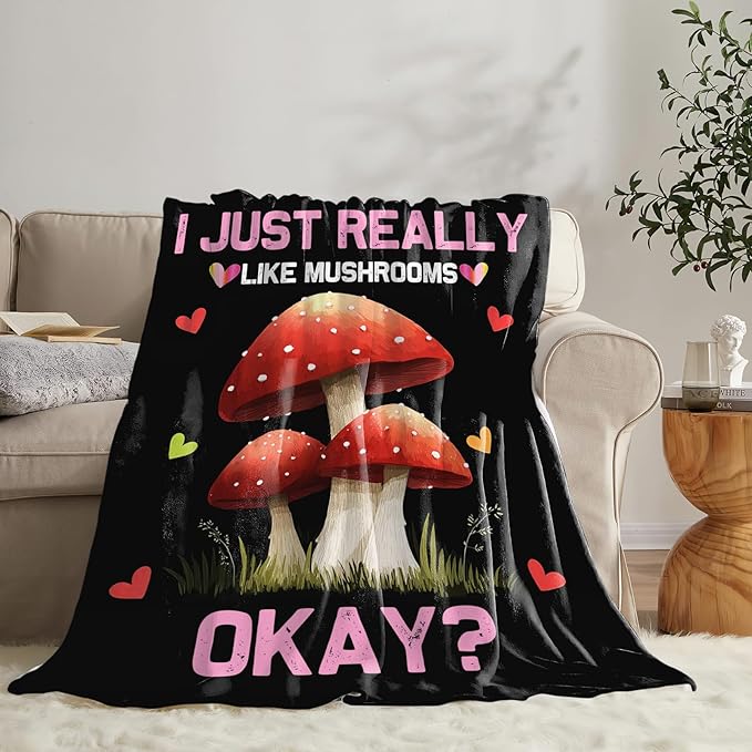 Red Mushroom Blanket for Girls Women Boys Men Adults Kids Soft Cozy Fleece Mushrooms Lovers Throw Blankets Gifts Warm Flannel Plush Lightweight Decor for Couch Bed Sofa 50"X40"
