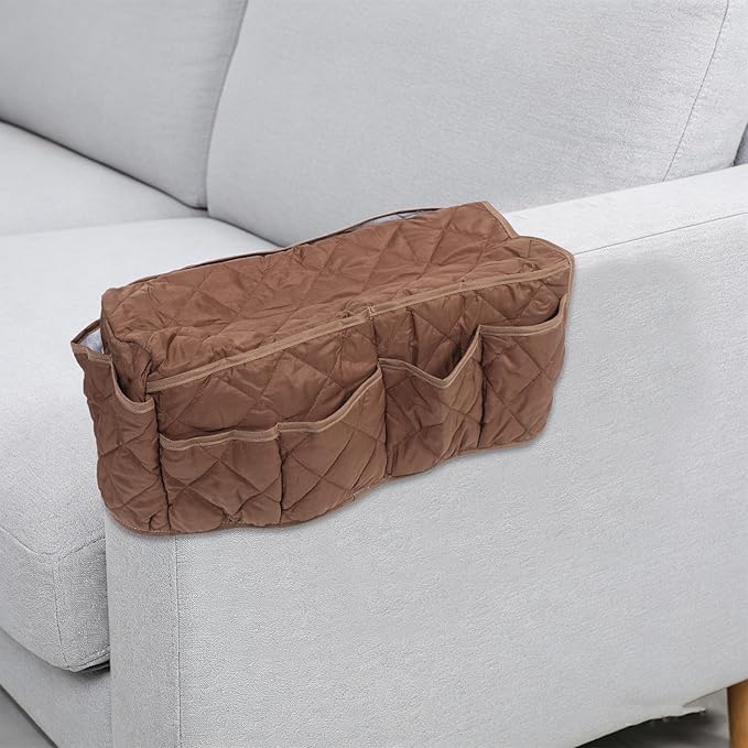 Anti Slip Sofa Armrest Organizer - Arm Chair Bedside Caddy Storage Organizer - Multi Pockets Couch Beside Caddy For Cell Phone Remote Control Magazines