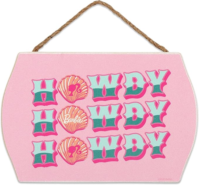 Mattel Barbie Howdy Hanging Wood Wall Decor - Cute Barbie Sign for Bedroom or Playroom