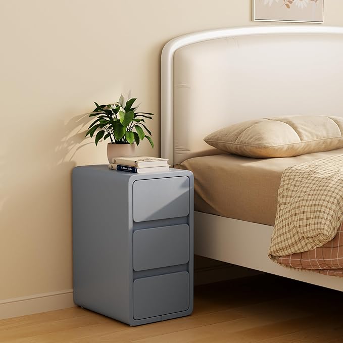 AQIMUELE Narrow Bedside Table,Narrow Night Stand with Drawers,Small Night Stand with Leather Surface for Bedroom