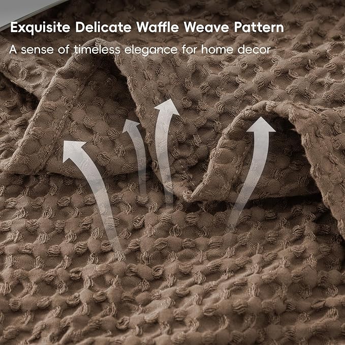 PHF Ultra Soft Waffle Weave Blanket Queen Size 90"x 90"- Washed Lightweight Breathable Cozy Woven Blanket for Bed - Aesthetic Decor for Couch Bedding Sofa Home Car - Chocolate