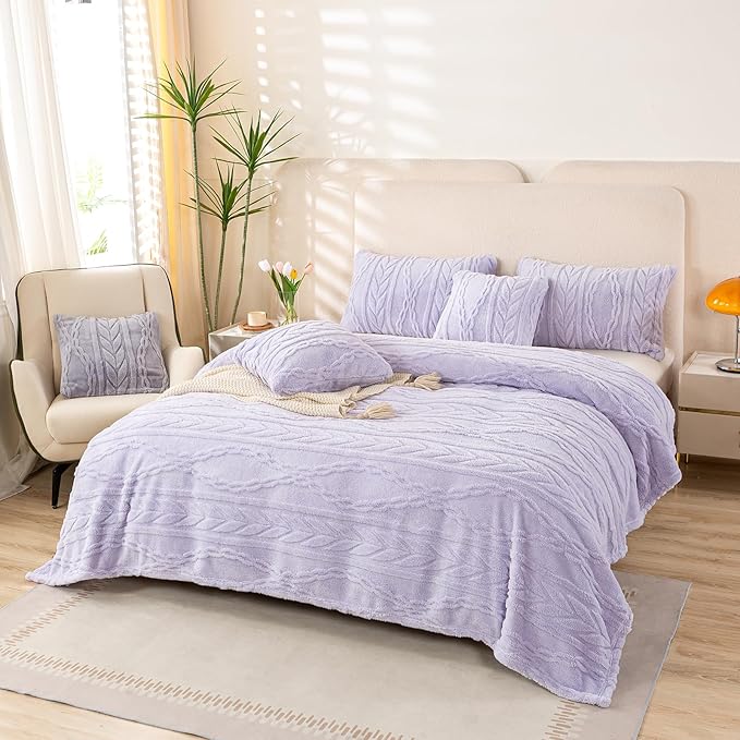 YUSOKI Twin XL Blanket Single Layer,Weight(3.1lb),370GMS-3D Stylish Design for Gift Home Decor (Lavender Fog,65"x90")