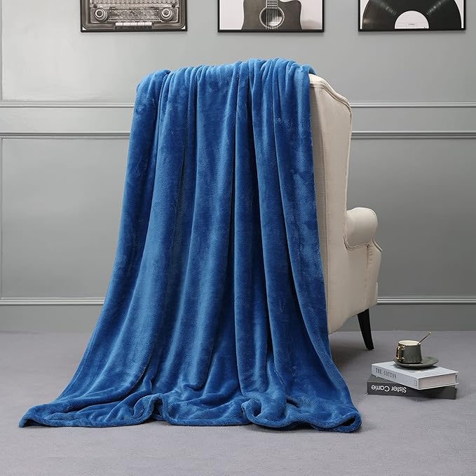 NANPIPER Fleece Blankets, Super Soft Flannel Queen Size Blanket for Bed, Luxury Cozy Microfiber Plush Fuzzy Blanket,Turquoise Blue